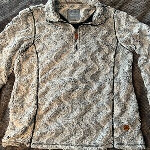 Simply Southern Textured Blue/Gray Zip-Up Sweater